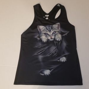 Purple eyed kitty tank top